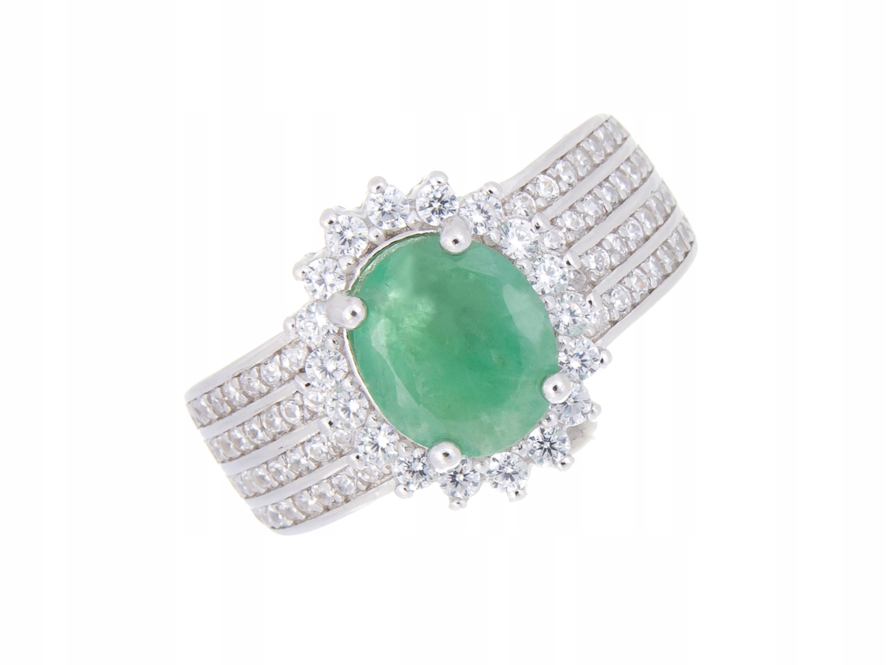 Stříbrný Prstýnek Prsten VEL.20 Smaragd Přírodní