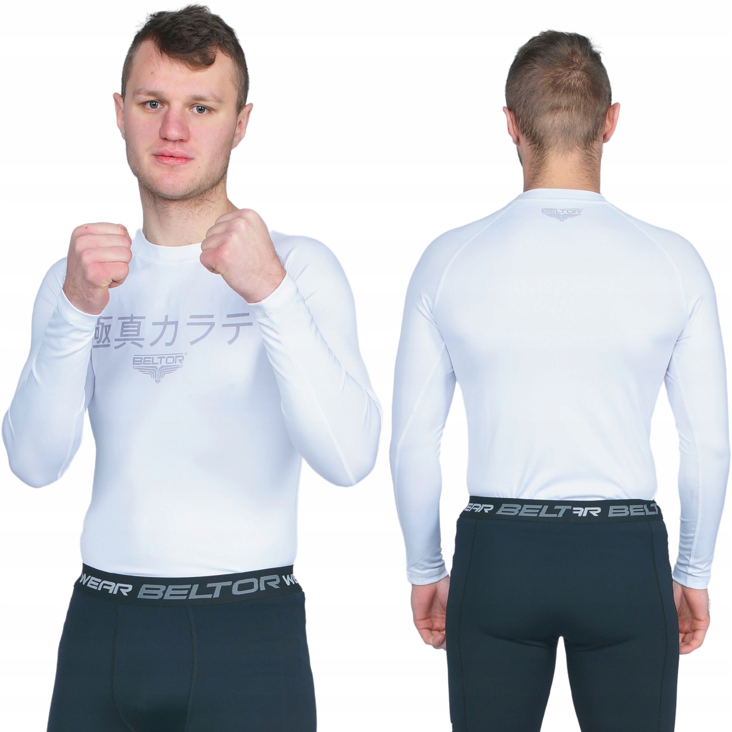 BELTOR BIAŁY RASHGUARD KARATE SUBLIMOWANY KOSZULKA BLUZKA TERMICZNA r. M