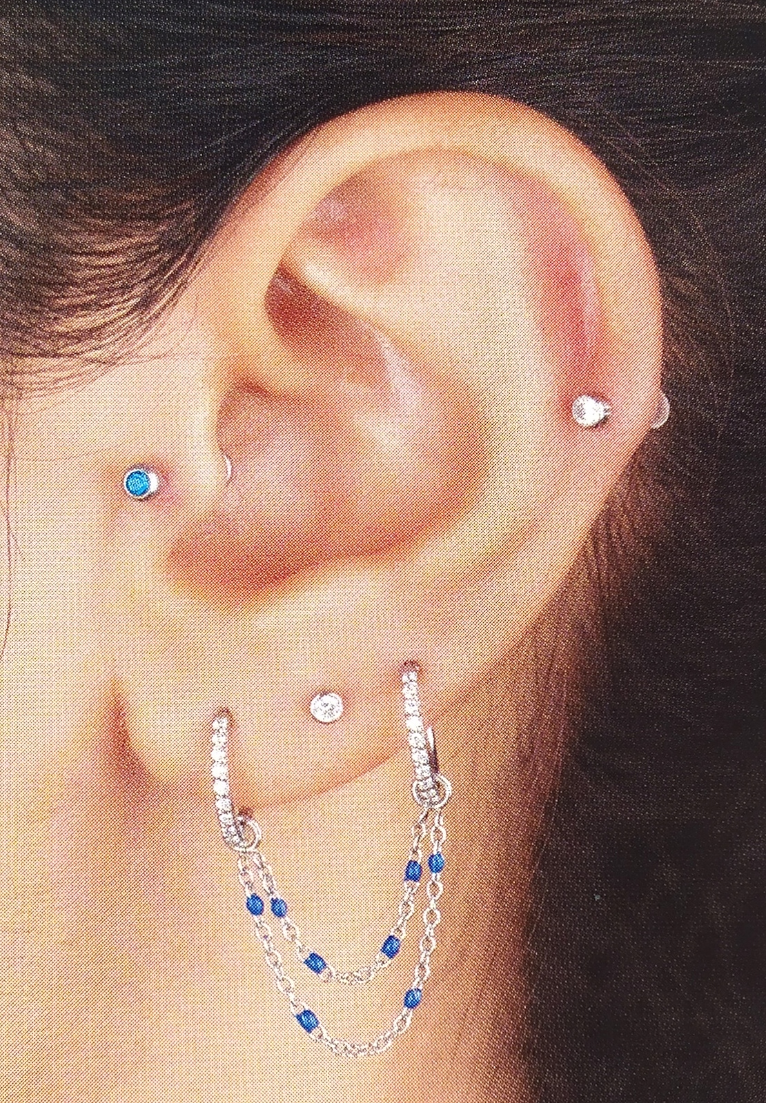 SS316L GOLD PVD Zawieszka podwójny łańcuszek 3cm m02 WH Marka Koltat