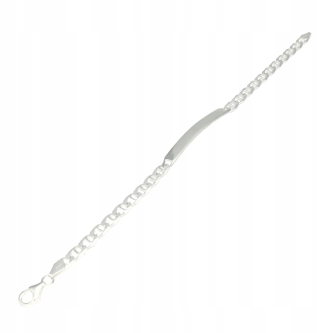 Stříbrný náramek s plechem, námořnická vazba, 21 cm