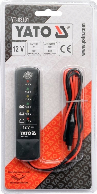 YATO SAMOCHODOWY MIERNIK NAPIĘCIA 12V YT-83101