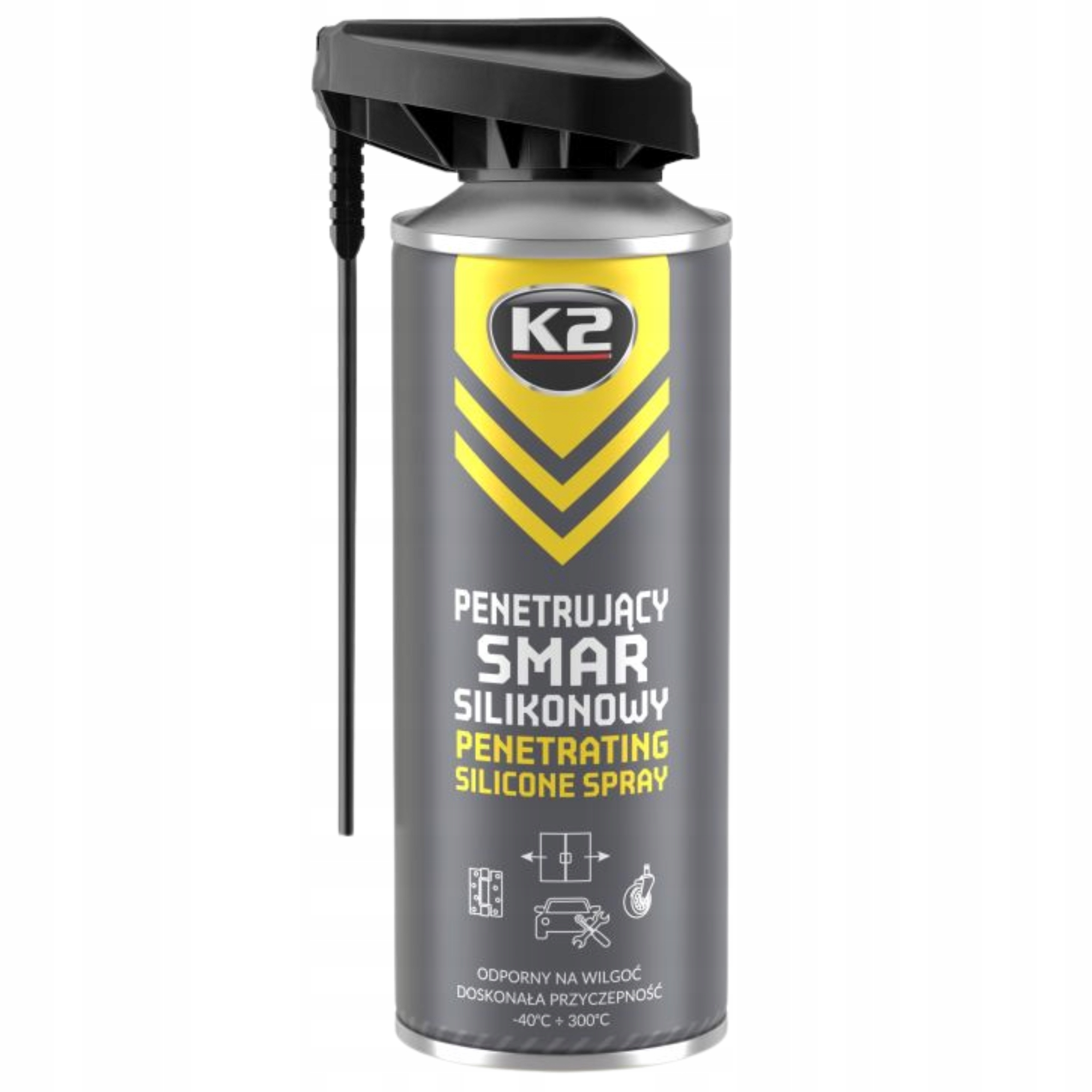 Smar silikonowy w sprayu uszczelek bieżni hamulców uniwersalny K2 400ml
