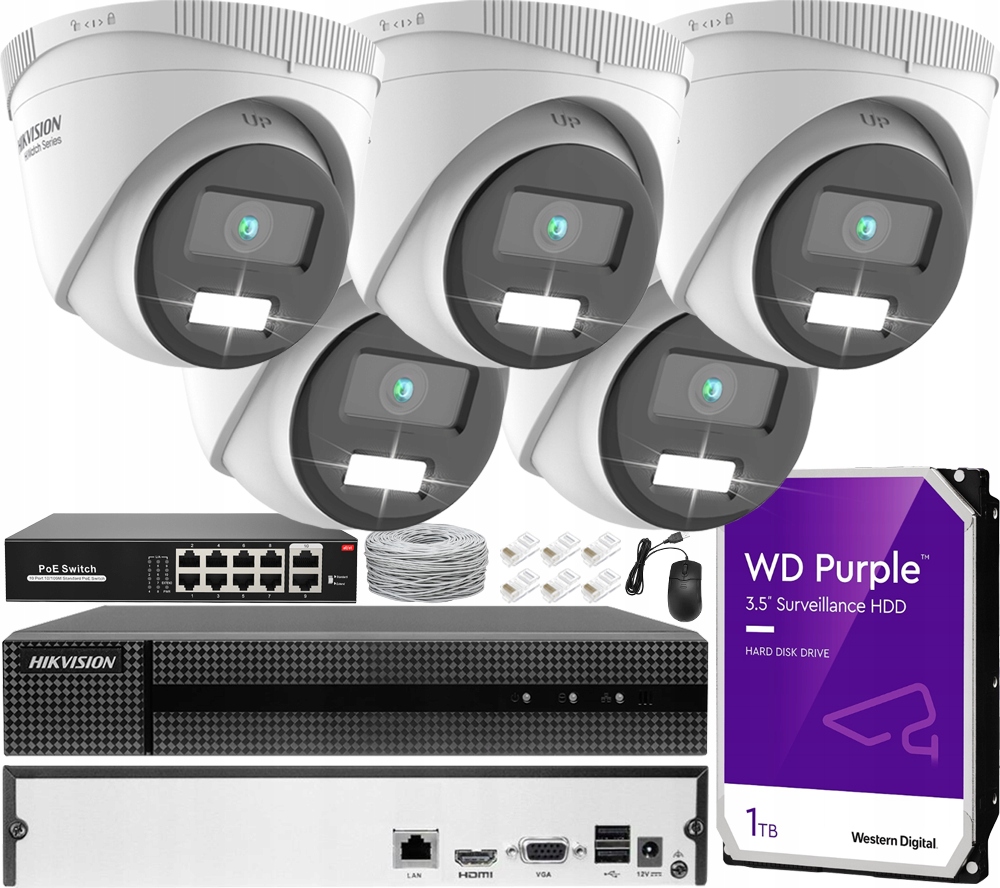 Ip monitorovací set Hikvision pre rozšírenie 5 kamier 4Mpx ColorVu