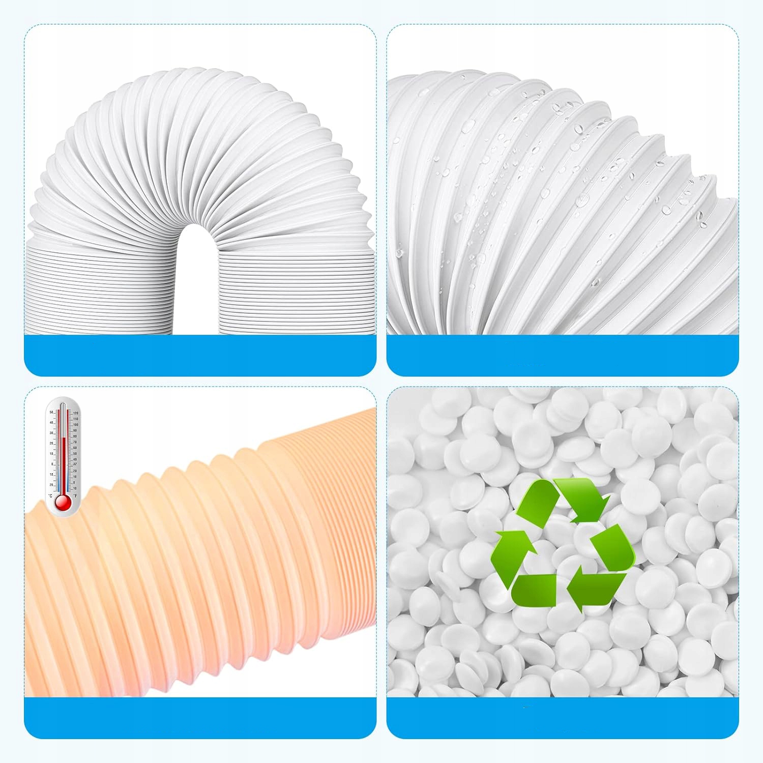 RURA DO KLIMATYZATORA PRZENOŚNEGO WĄŻ HARMONIJKOWA WZMOCNIONA 15CM/1.5M Rozmiar 150 mm