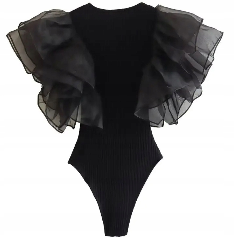 MD černé body volánová ramena černá halenka pruhovaná M/38