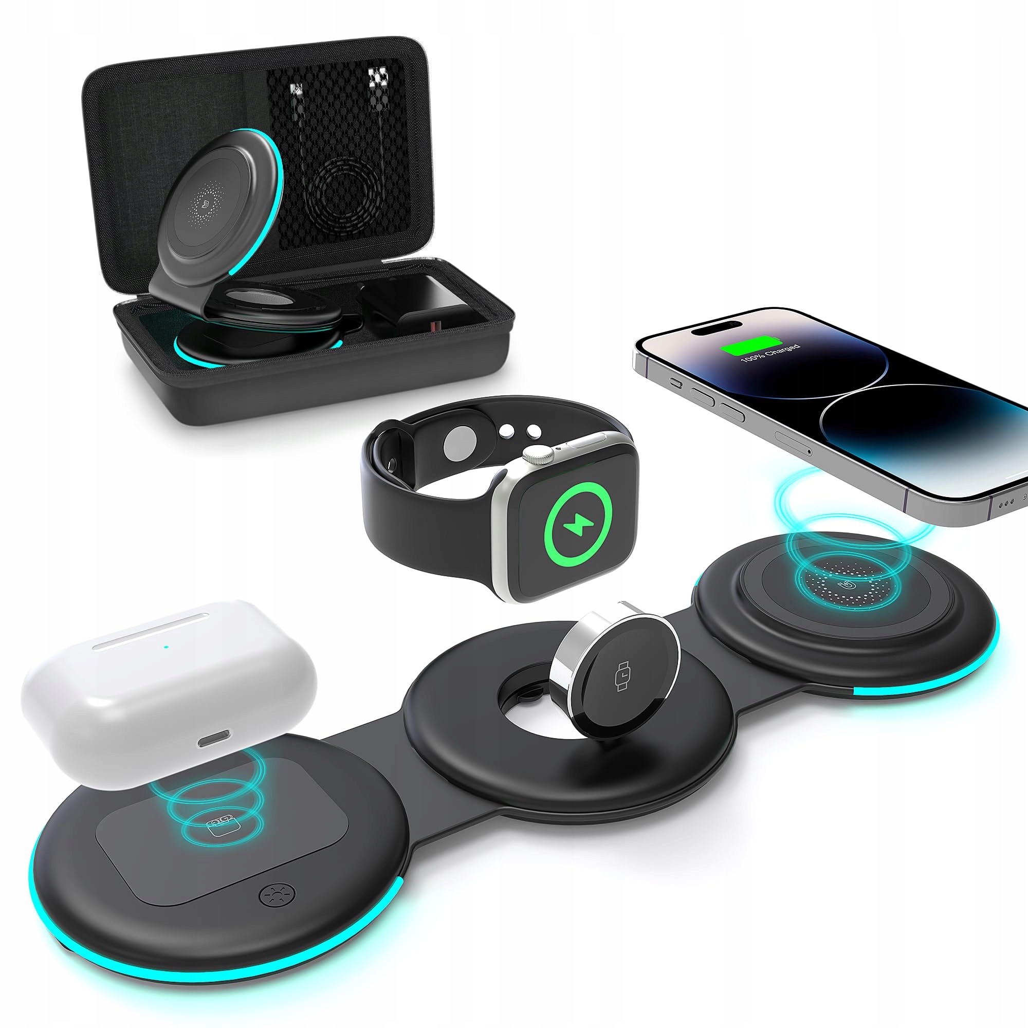Indukčná nabíjacia stanica 3v1 pre iPhone Apple Watch AirPods Magsafe