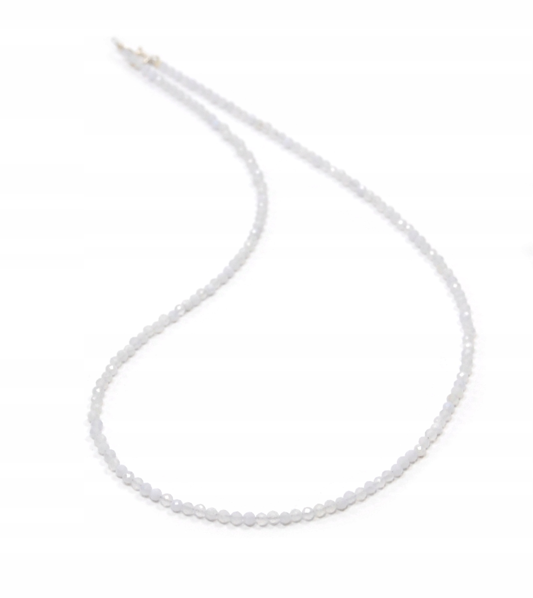 Náhrdelník přírodní modrý achát Chalcedon, fazetované kuličky 3 mm stříbro