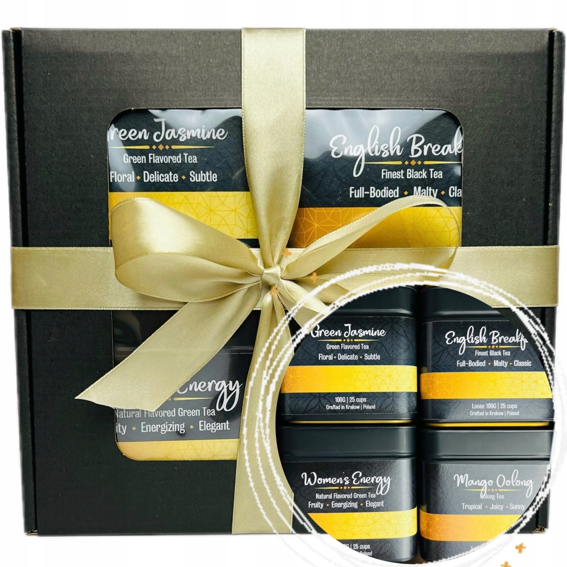 Levně Dárková Sada v krabičce Listový Čaj v plechovce Čajová plechovka 4ks