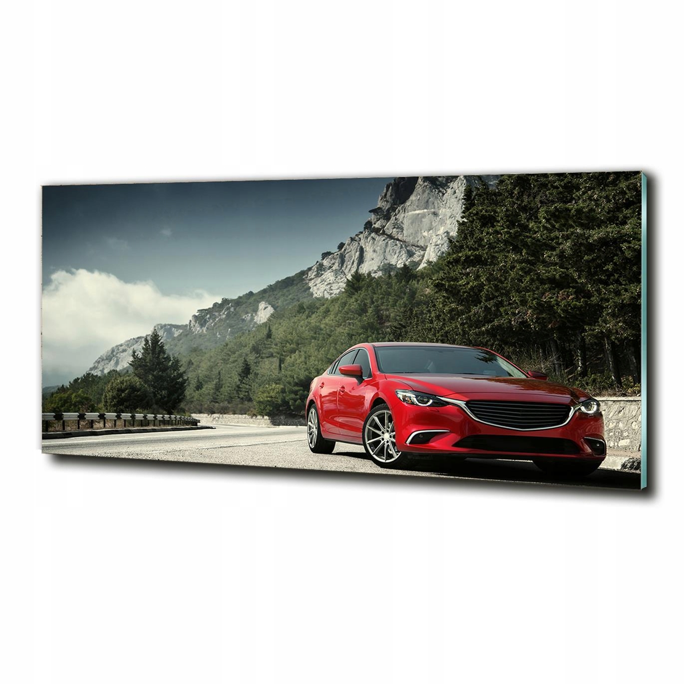 Sklenený fotoobraz na stenu Auto v horách 125x50