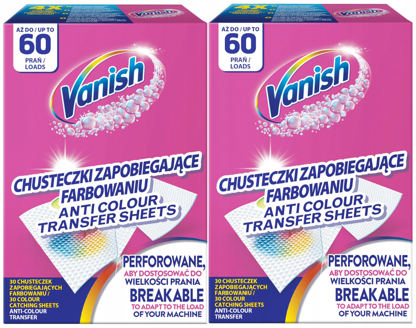 Levně Vanish Ubrousky proti barvení zachycující barvu na 120 praní