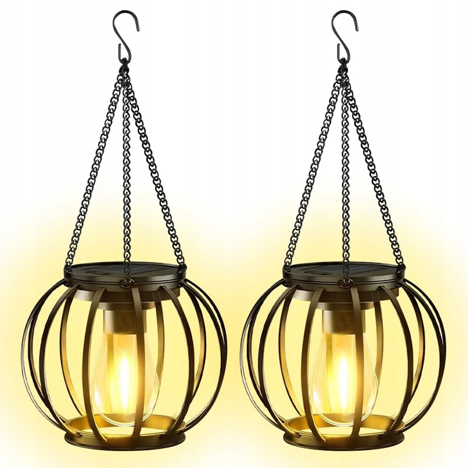 Wisząca Lampy Solarne Do Użytku Na Zewnątrz Latarnie 2 Szt IP65 Z Żarówką