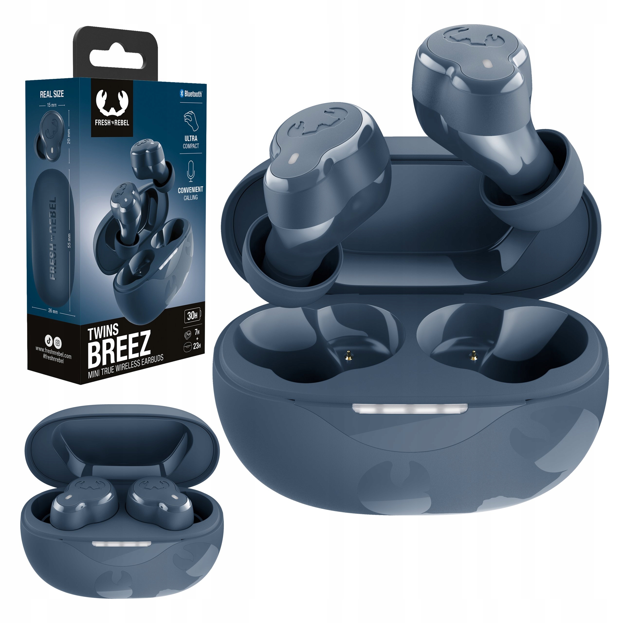 Fresh 'n Rebel Słuchawki Bezprzewodowe Dokanałowe Twins Breez Steel Blue