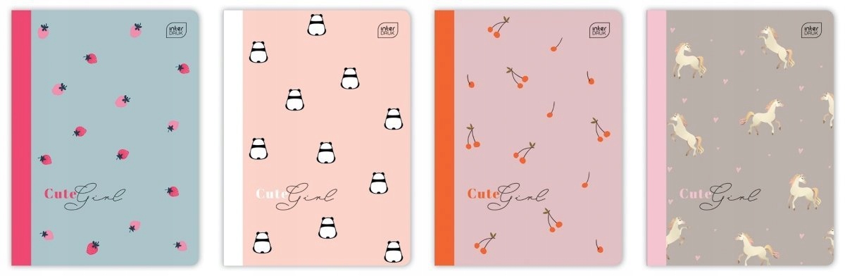 

4x Zeszyt A5 W Kratkę 32 Kartki Dziewczęcy Zestaw