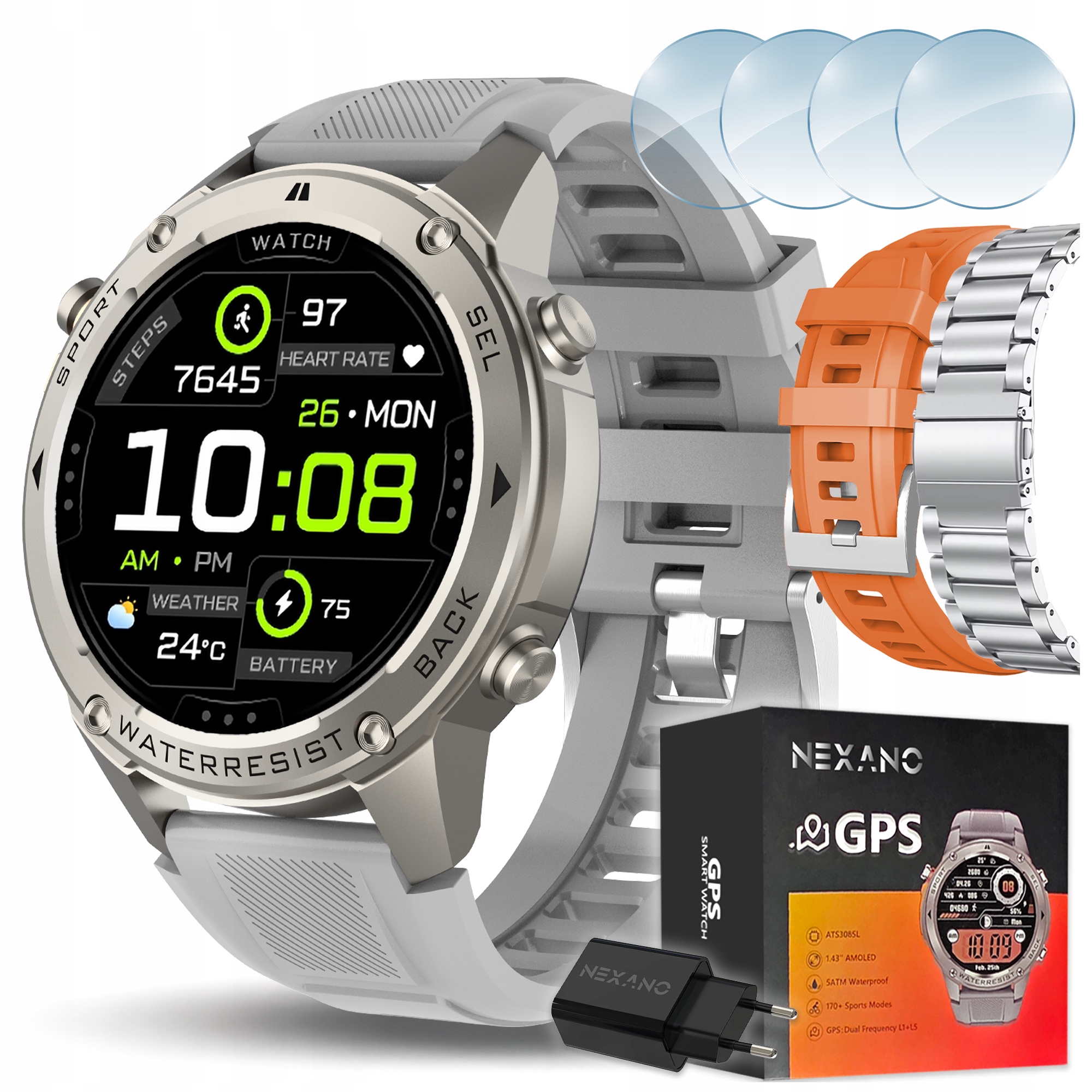 Chytré Hodinky Pánské Voděodolné Gps Hodinky IP69K Hovory Sport Smart Watch