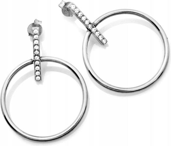 Stříbrné náušnice 925, moderní, jedinečné kroužky visící na tyči