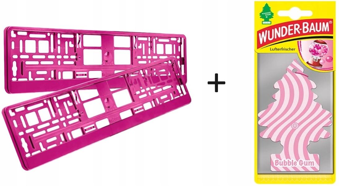 2 SZTUKI RAMKA TABLICY REJESTRACYJNEJ RÓŻOWA CHROM + WUNDER BAUM RÓŻOWY !