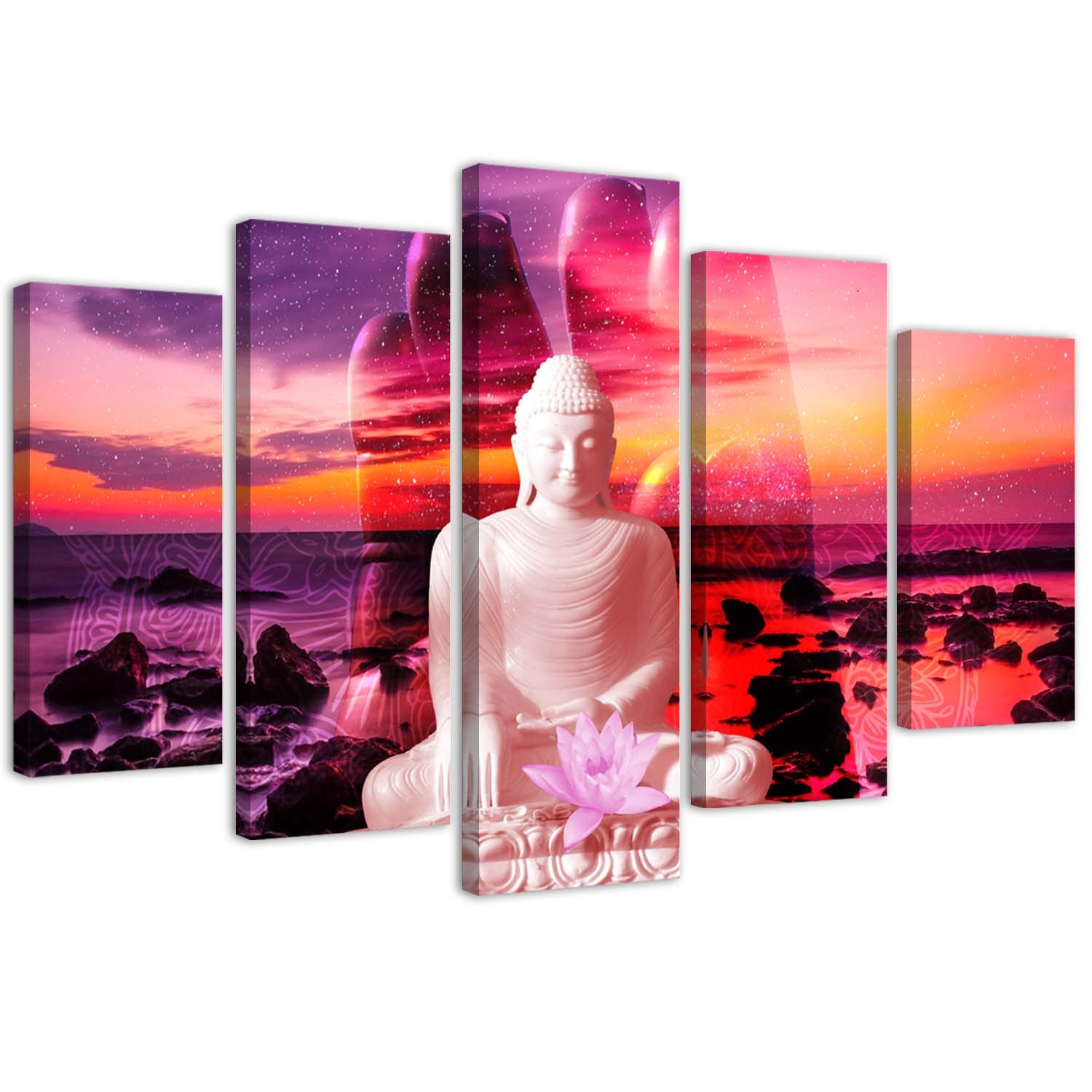 5-dielny obraz na plátne, Buddha na pozadí oceánu 150x100