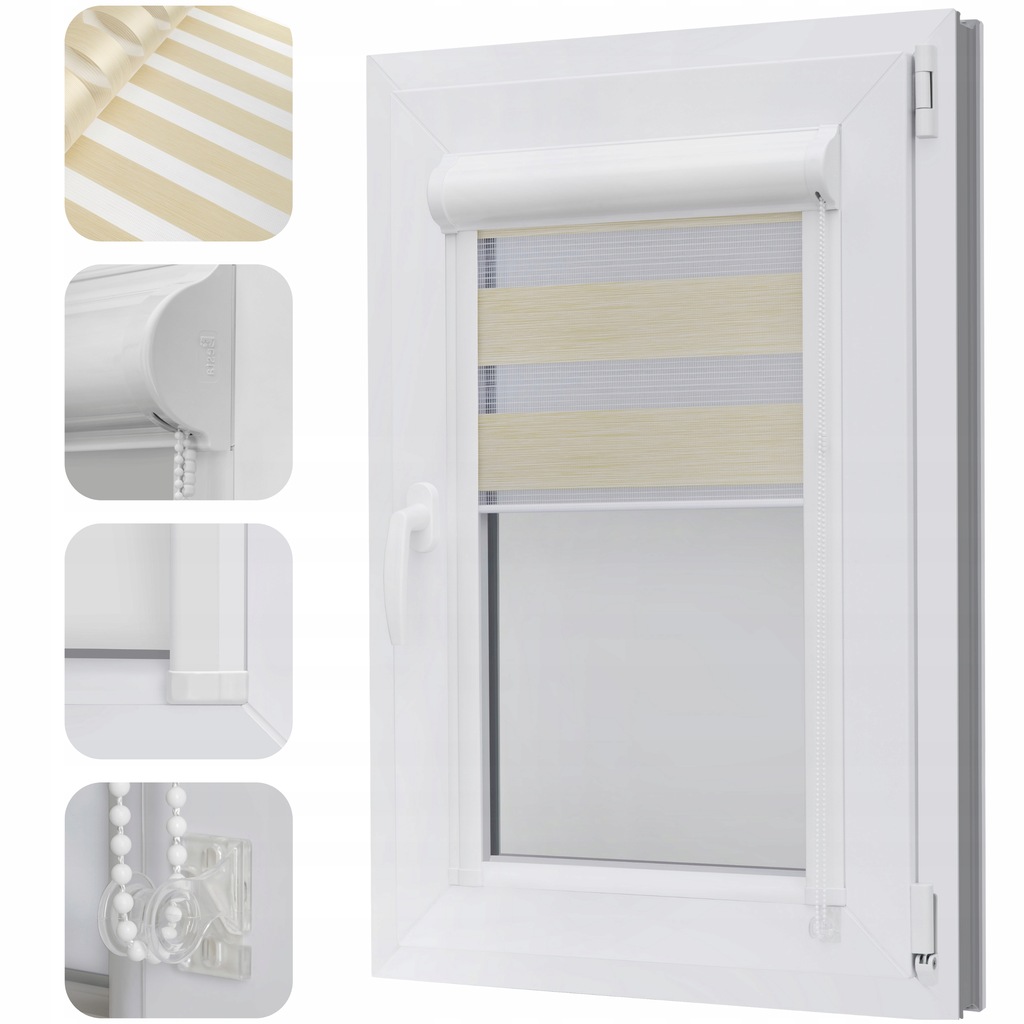 Roleta Den A Noc v kazetě s vodítky 130x150 Vnitřní rolety Premium