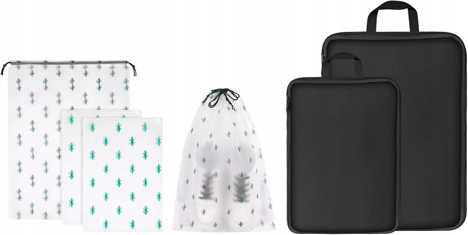 Organizery Do Walizki Czarne 6 Szt Poliester Packing Cubes Na Podróż Bagaż