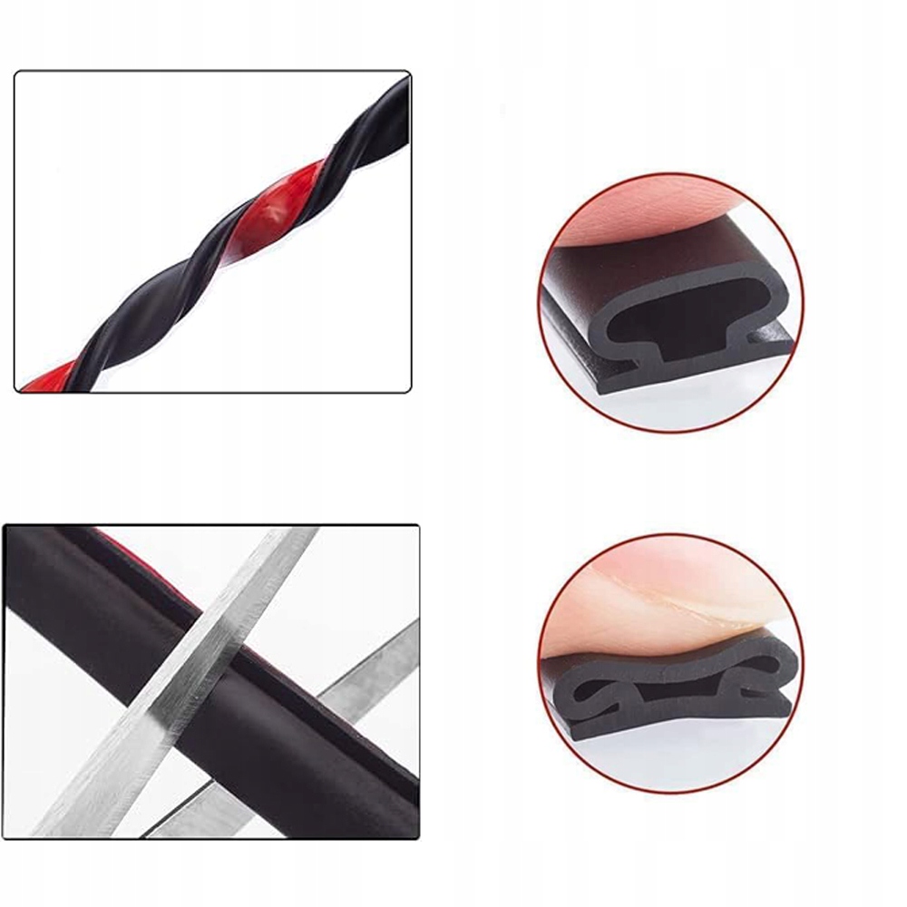 SAMOPRZYLEPNA GUMA, TAŚMA USZCZELNIAJĄCA, USZCZELKA DO DRZWI, CZARNA, 10M Rodzaj przyklejany