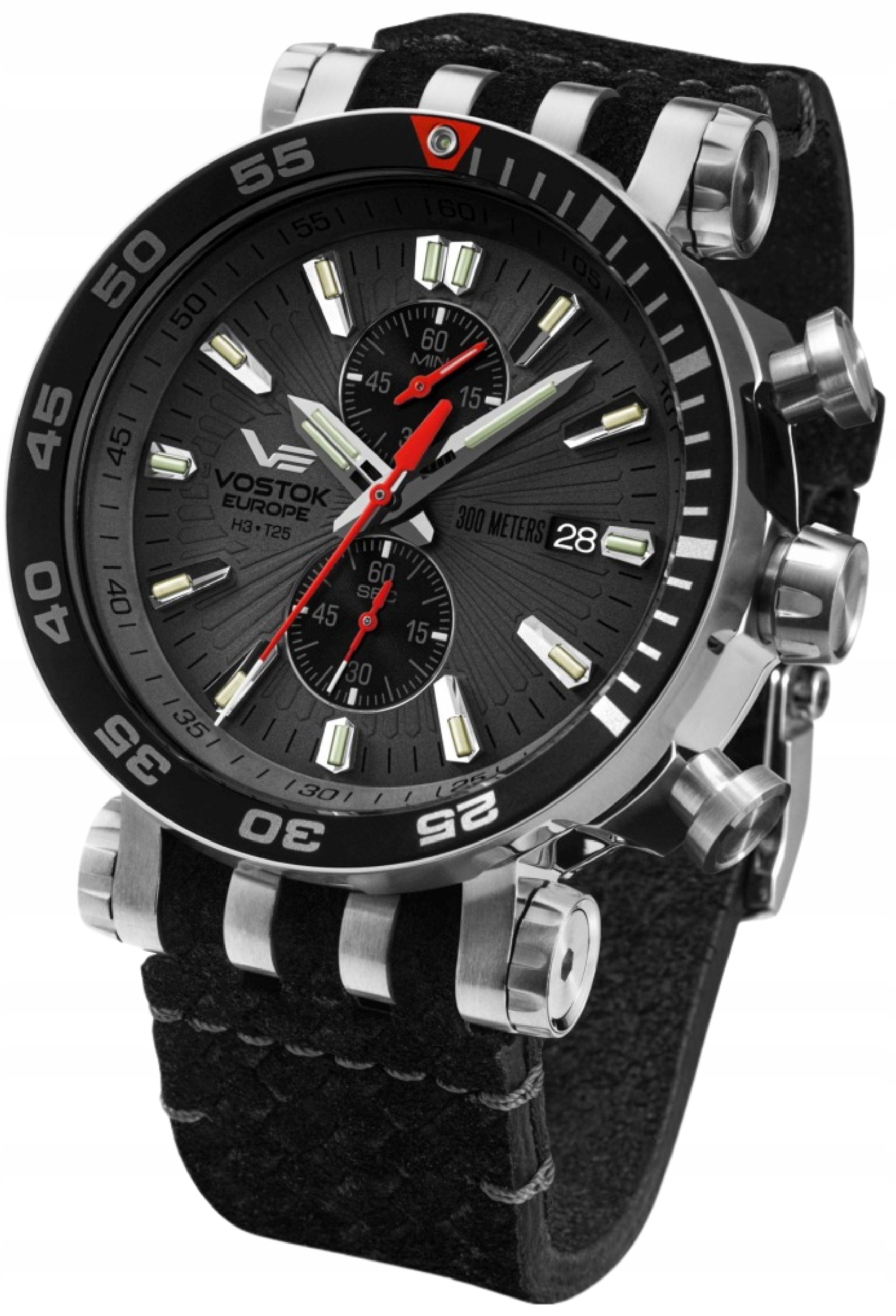 Nové Originální hodinky Vostok Europe VK61-575A588 Energia na řemínku datum