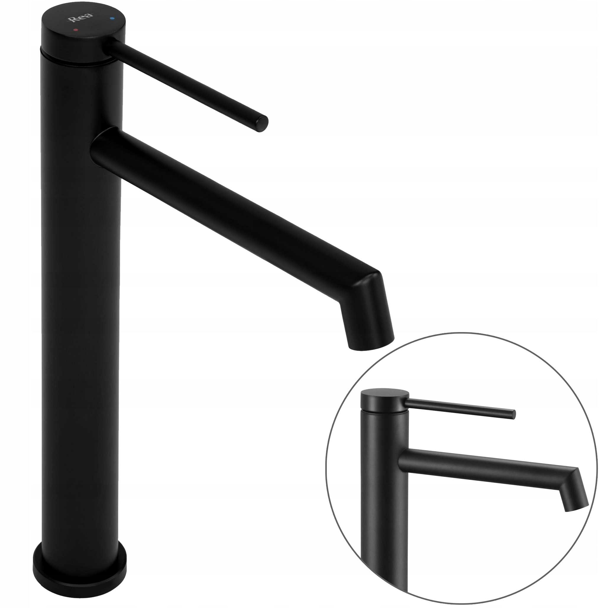 Umyvadlová baterie černá Vysoká stojící pro umyvadlo Rea Foss kulatá černá