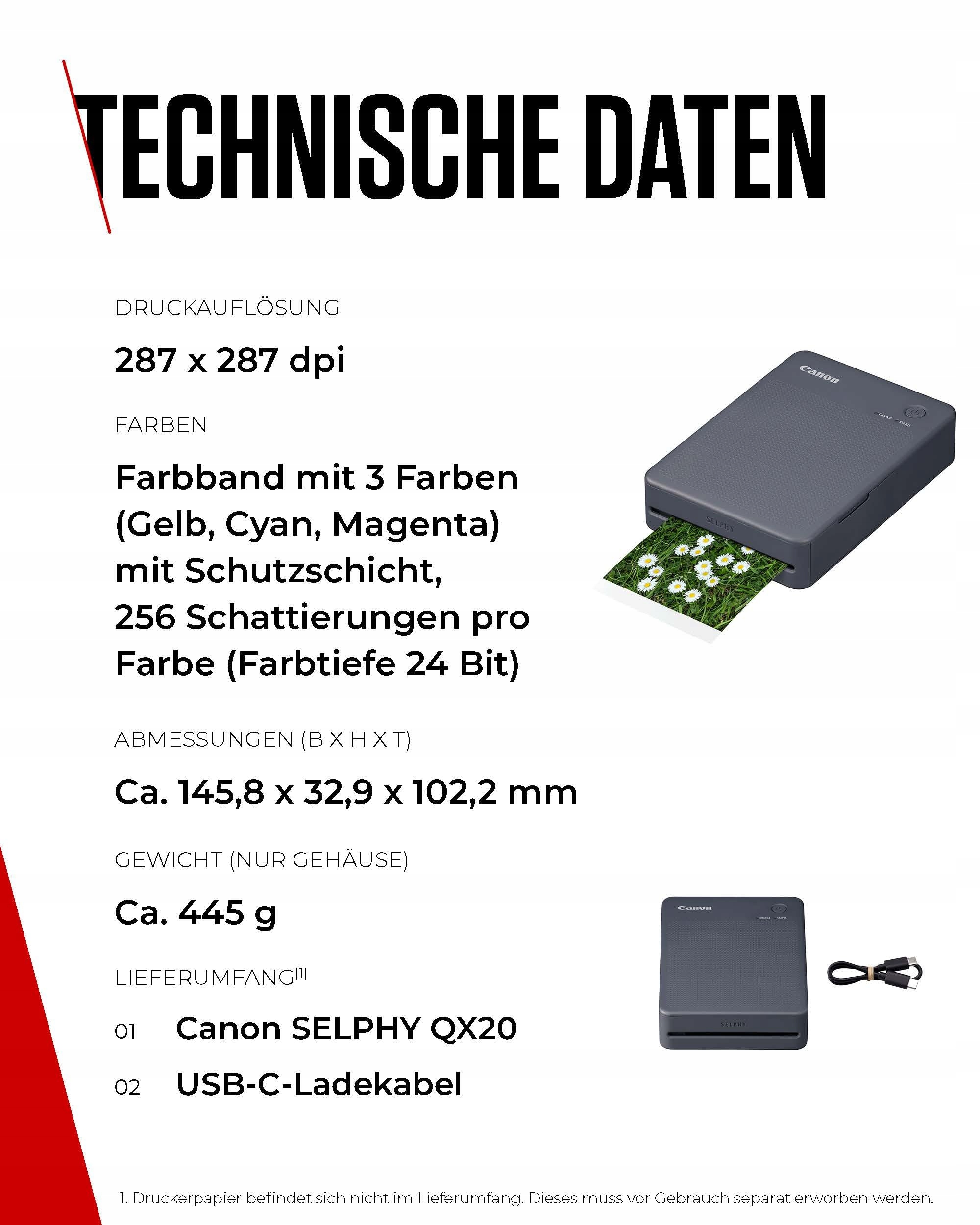 CANON SELPHY QX20 Mobilna Drukarka Zdjęć WLAN USB-C Termosublimacja — miniatura 6