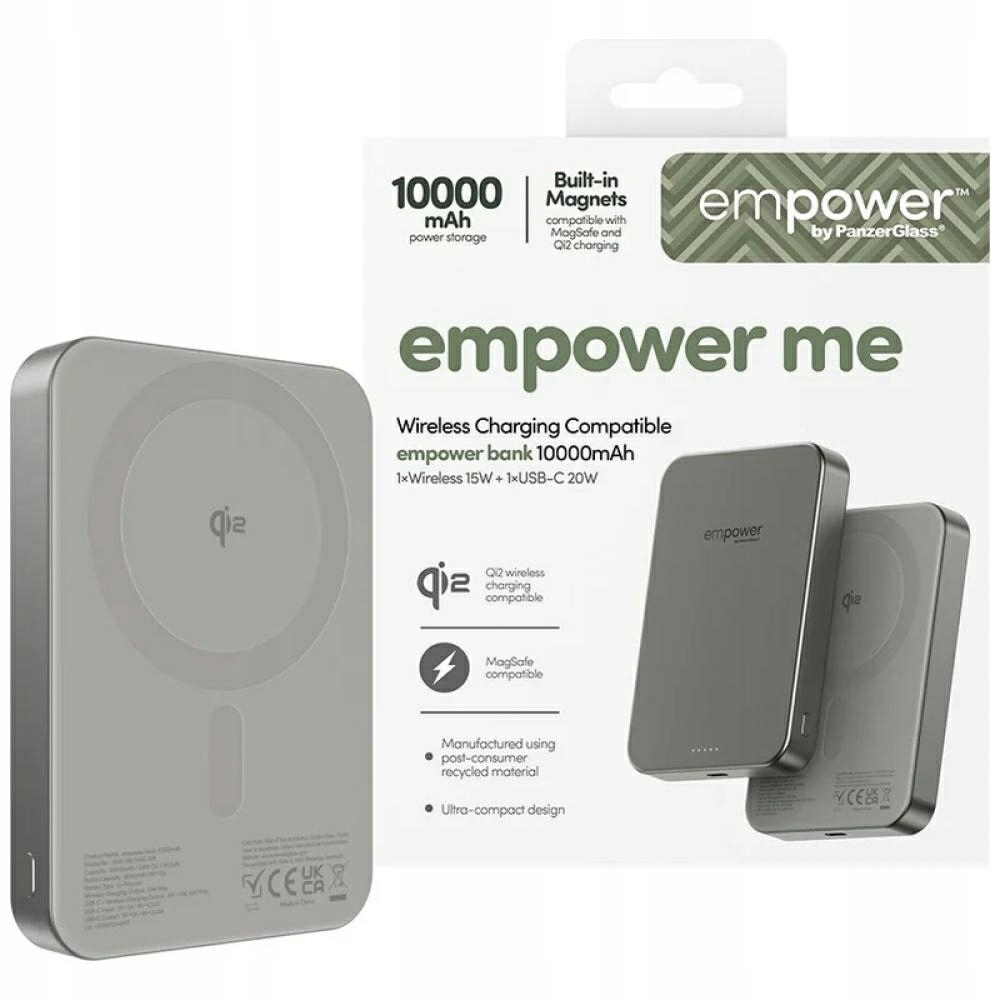 Powerbanka empower by PanzerGlass Bank 10000 mAh titanová