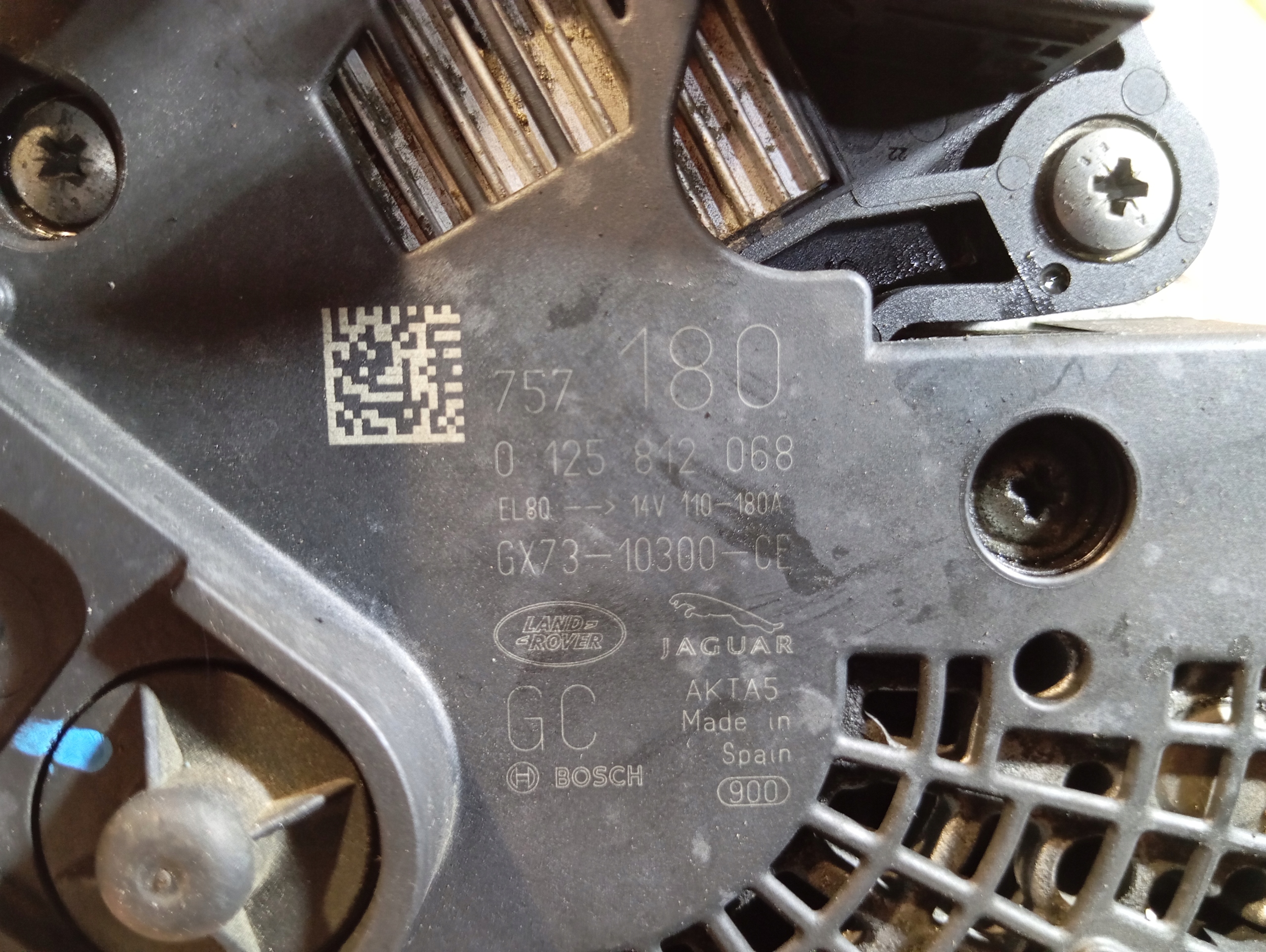 ALTERNATOR JAGUAR F-PACE RANGE ROVER VELAR 2.0 D 0125812068