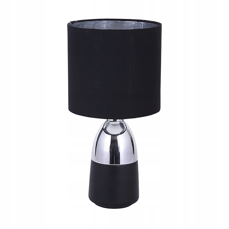 Dekorativní stolní lampa černo-stříbrná s válečkovým stínítkem Altom Design