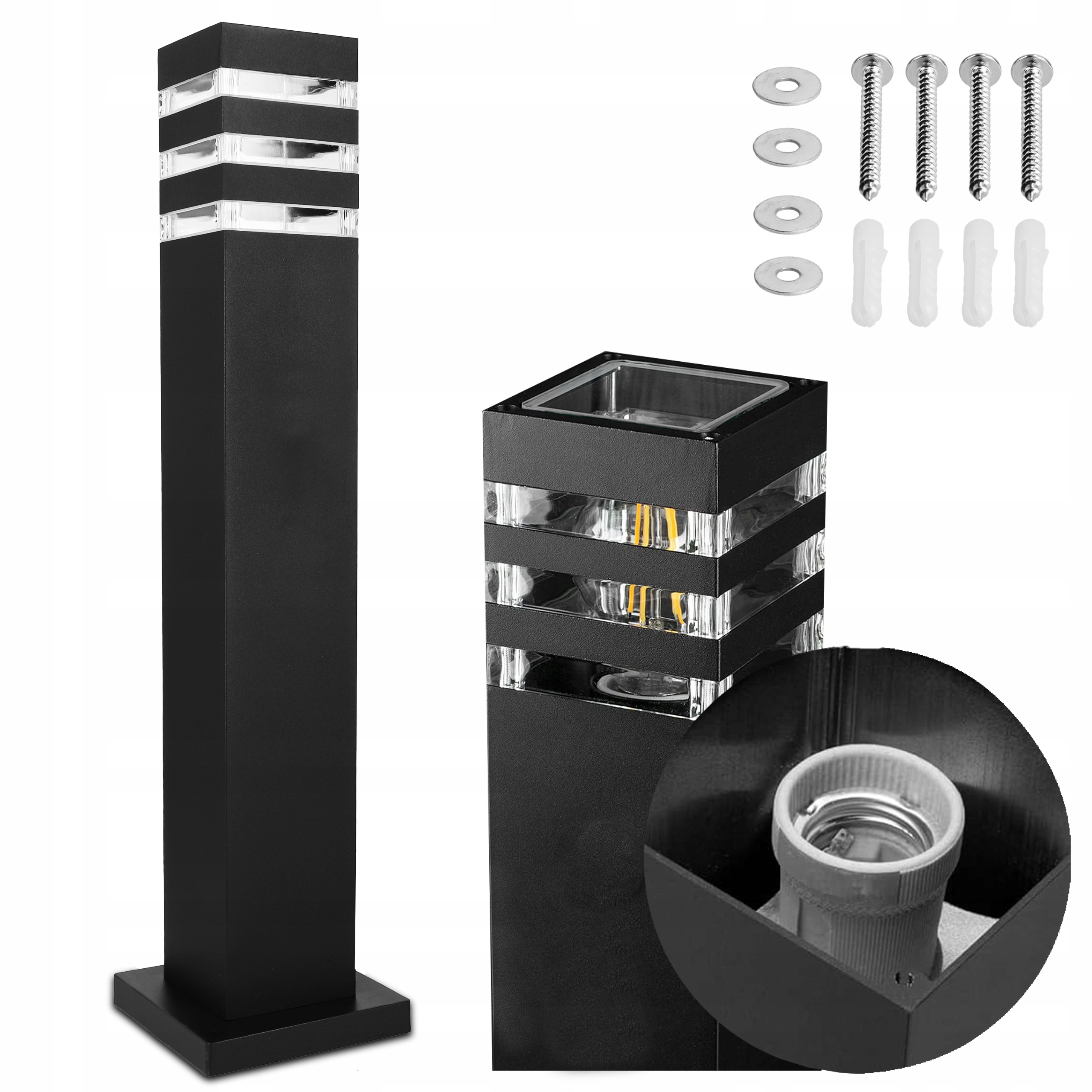 Lampa Led Ogrodowa Zewnętrzna Stojąca Słupek 1X Gniazdo 230V E27 IP44 80cm