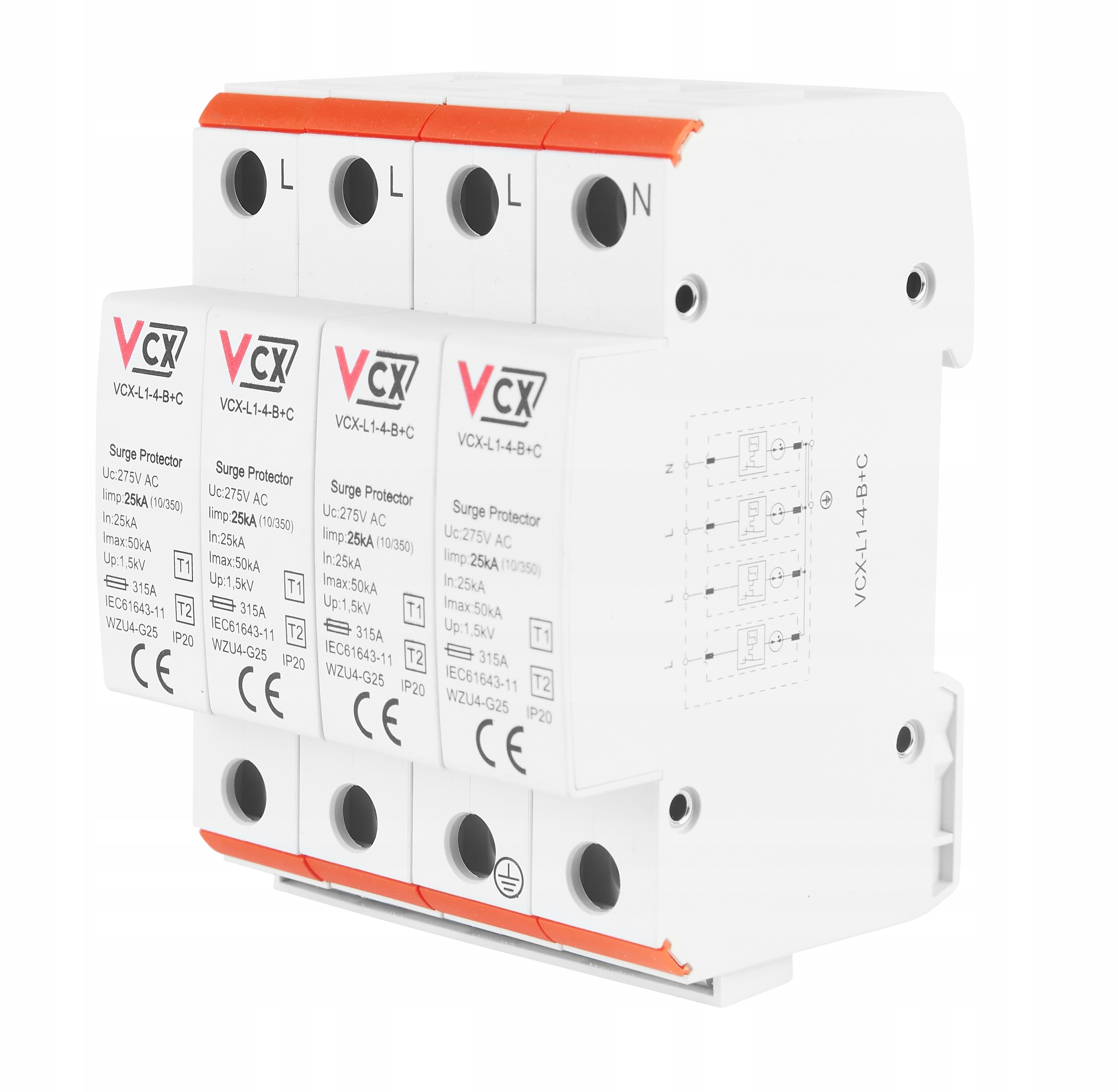 Omezovač Přepětí B+c T1+T2 25kA 4P Ochranný