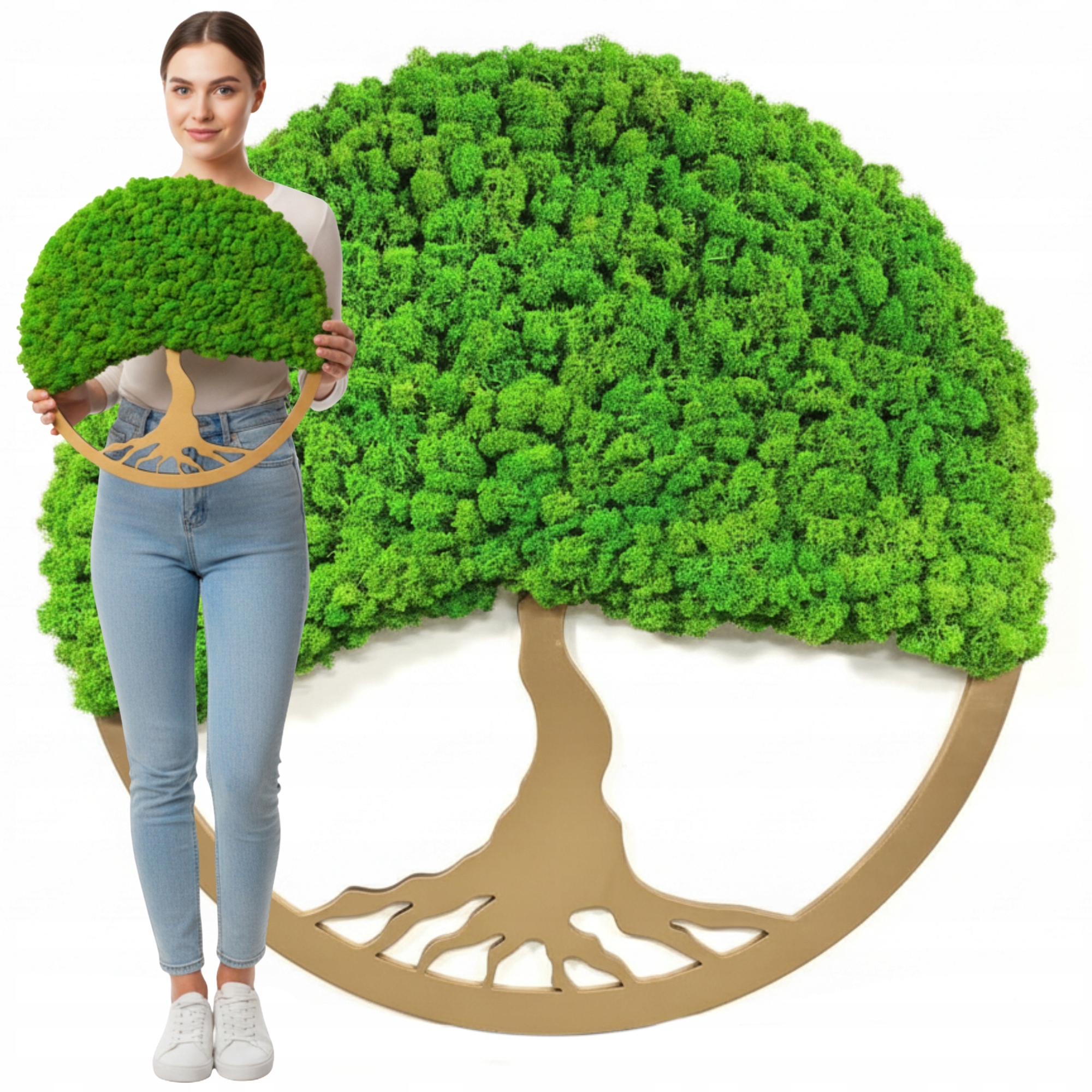 Zlatý strom z mechu Chrobotka dekorace Dárek živý Obraz bonsají 50 cm