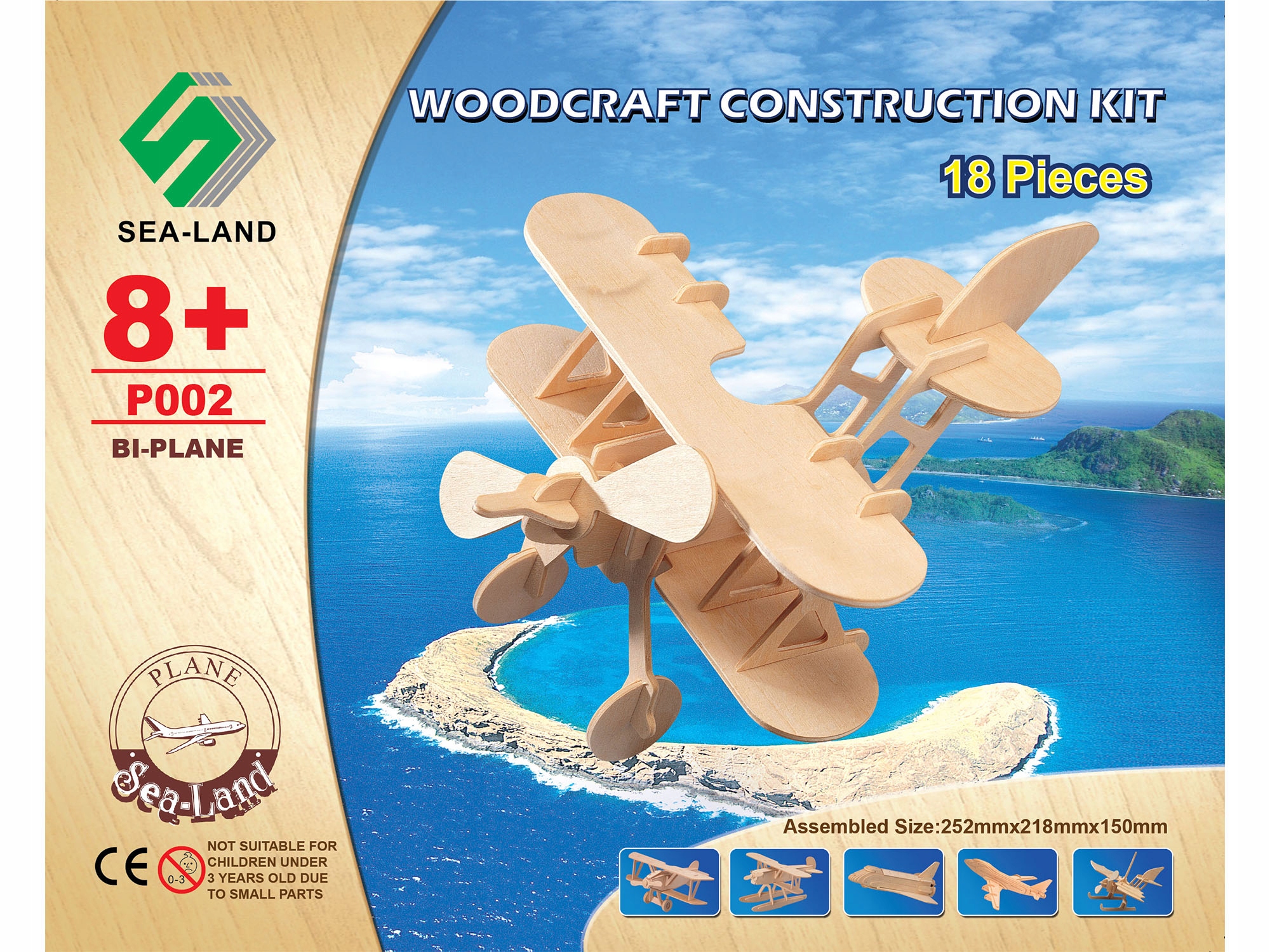 Samolot dwupłatowiec składanka drewniana P002 Kod producenta P002