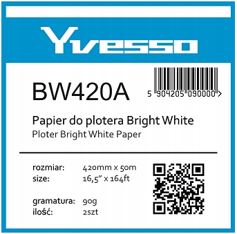 

Papier w roli Yvesso BrightWhite 420x50 90g