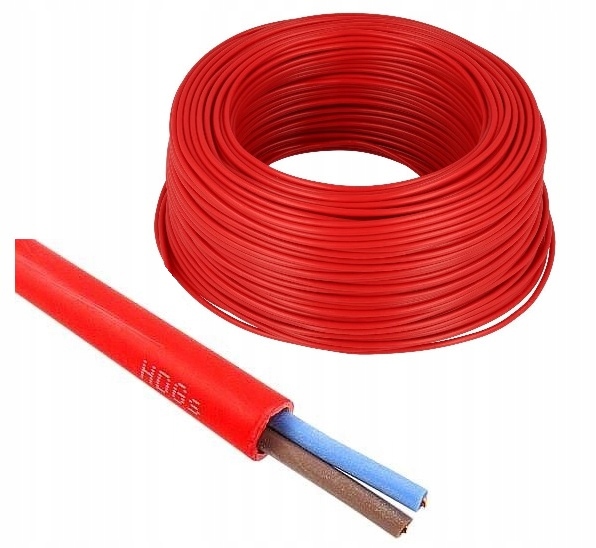 Przewód Kabel Ognioodporny HDGs 2x1 Ppoż Silikonowy Drut 50M Czerwony