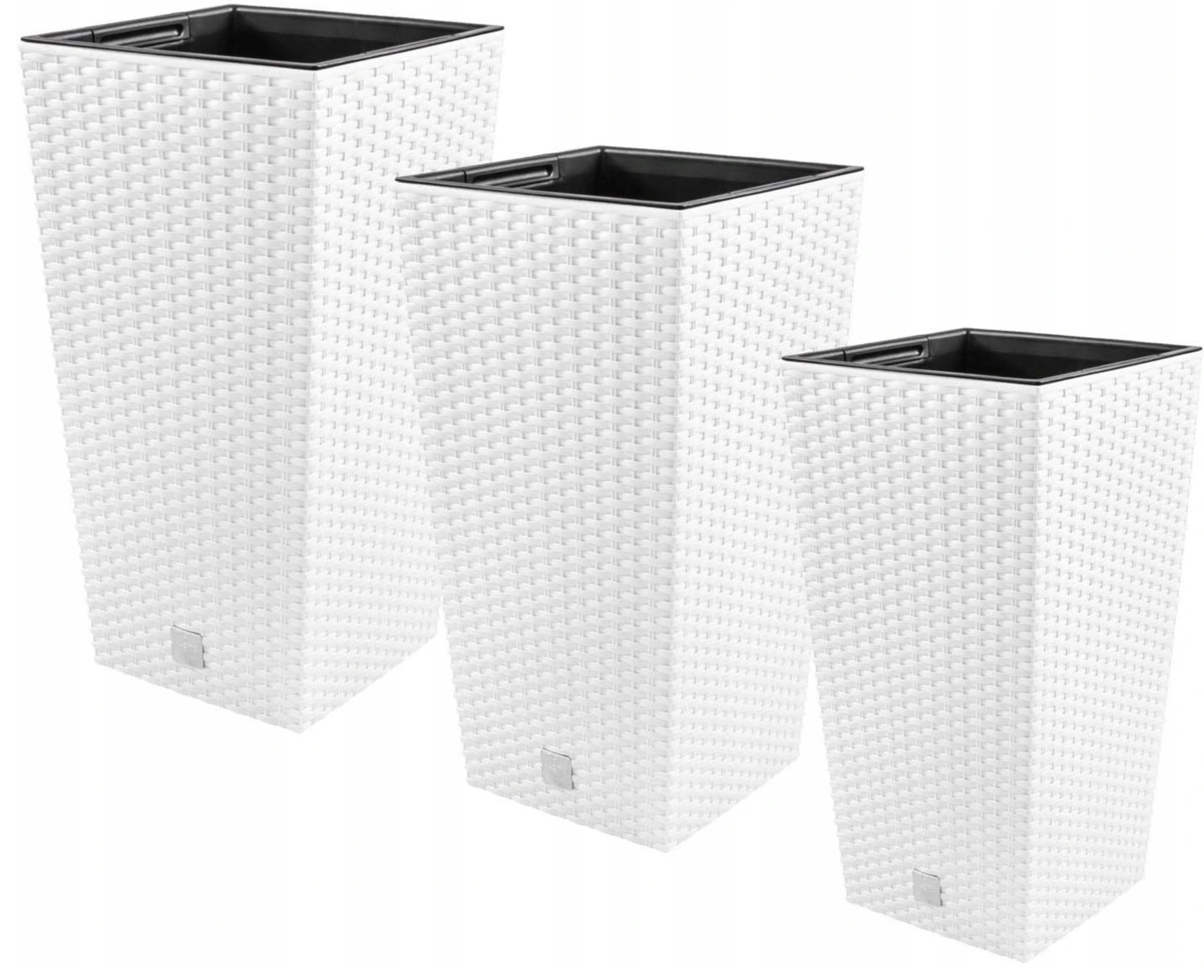 

Zestaw 3x Doniczka Rattan Donica Biała + Wkład
