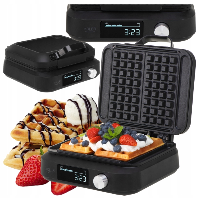 Gofrownica Na Dwa Duże Chrupiące Gofry XXL Regulacja Temperatury 2200W Led