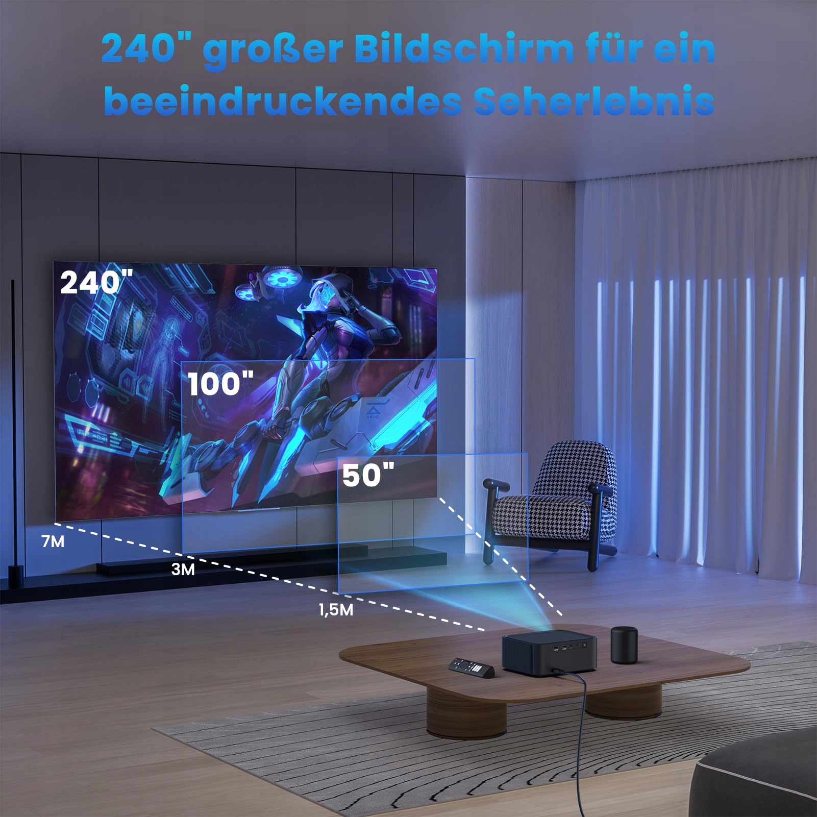 HOPVISION Projektor 4K Full HD 1080P WiFi6 Bluetooth Netflix YouTube PS5 — miniatura 7
