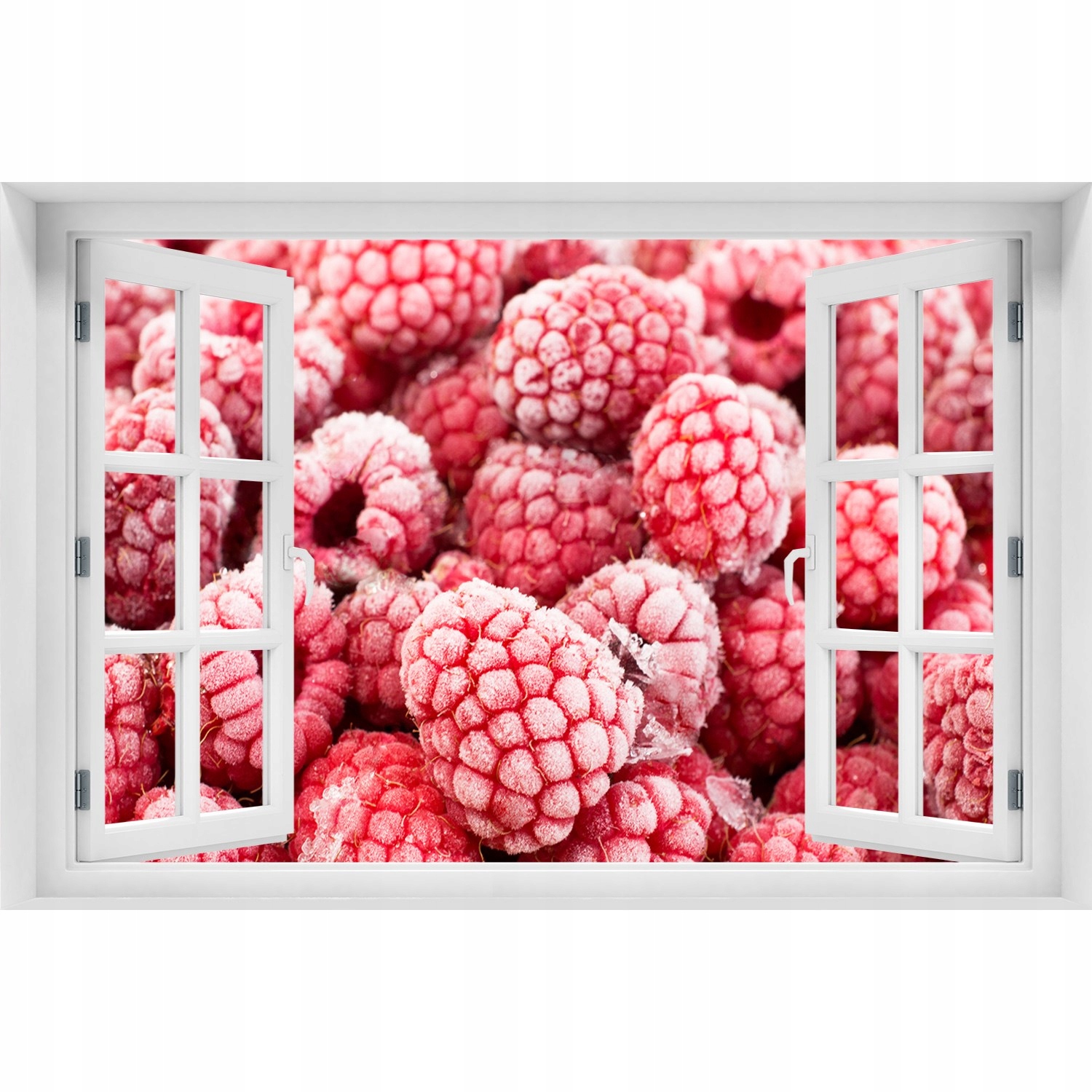 

Naklejka 3D Okno na ścianę Zmrożone maliny 90x60