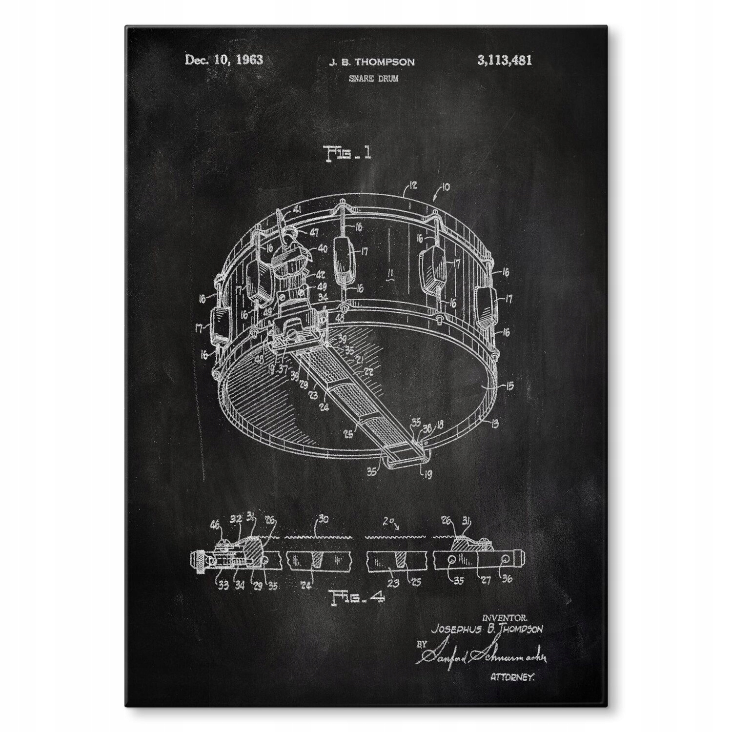 Kovový plakát Snare Drum Slate Szyld Plech 42 x 59,4 cm Dárek