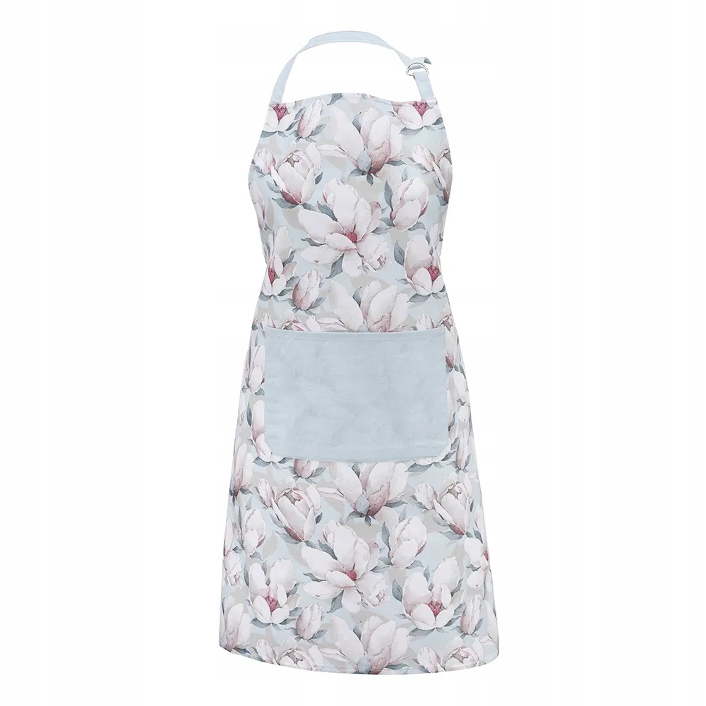 Kuchyňská zástěra s květinami a kapsou Altom Design Magnolie, modrá