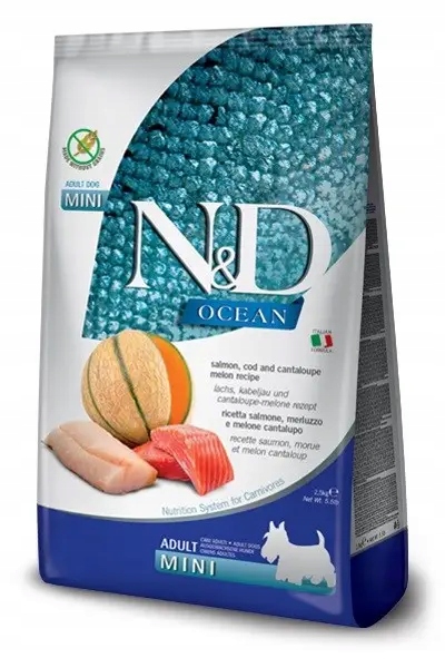 Farmina N&d Ocean karma sucha dla psa łosoś dorsz melon Adult Mini 2,5kg