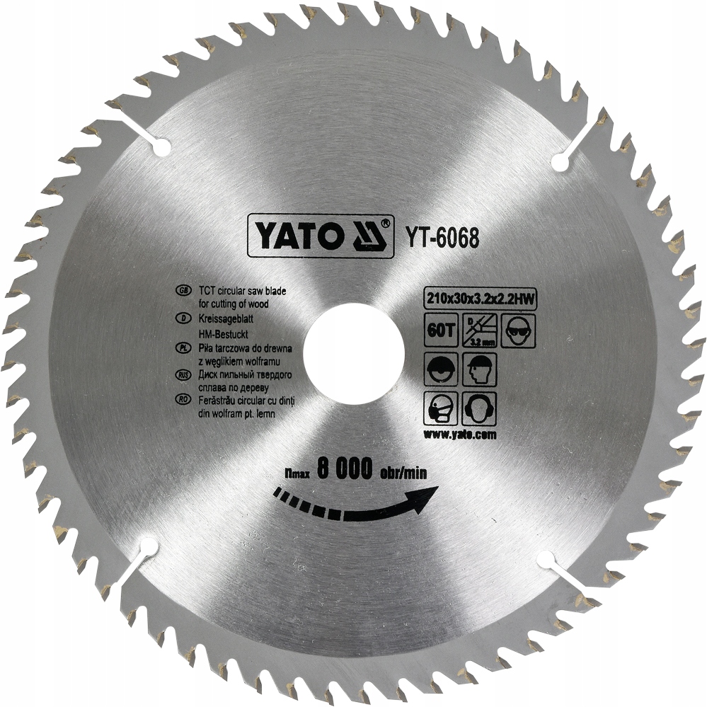 

Tarcza Do Cięcia Drewna Widiowa 210x30mm 60T Yato