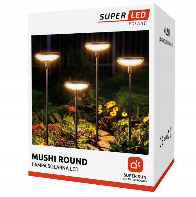 4x Lampa solarna Led ogrodowa wbijana 76 cm Lampki Grzybki 3000K