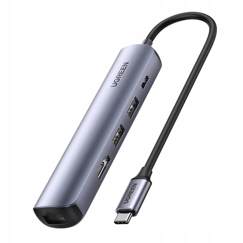 Hub adaptér Ugreen Revodok CM418 Usb-c na 2x Usb, Hdmi 4K 30 Hz, RJ45 1 Gb