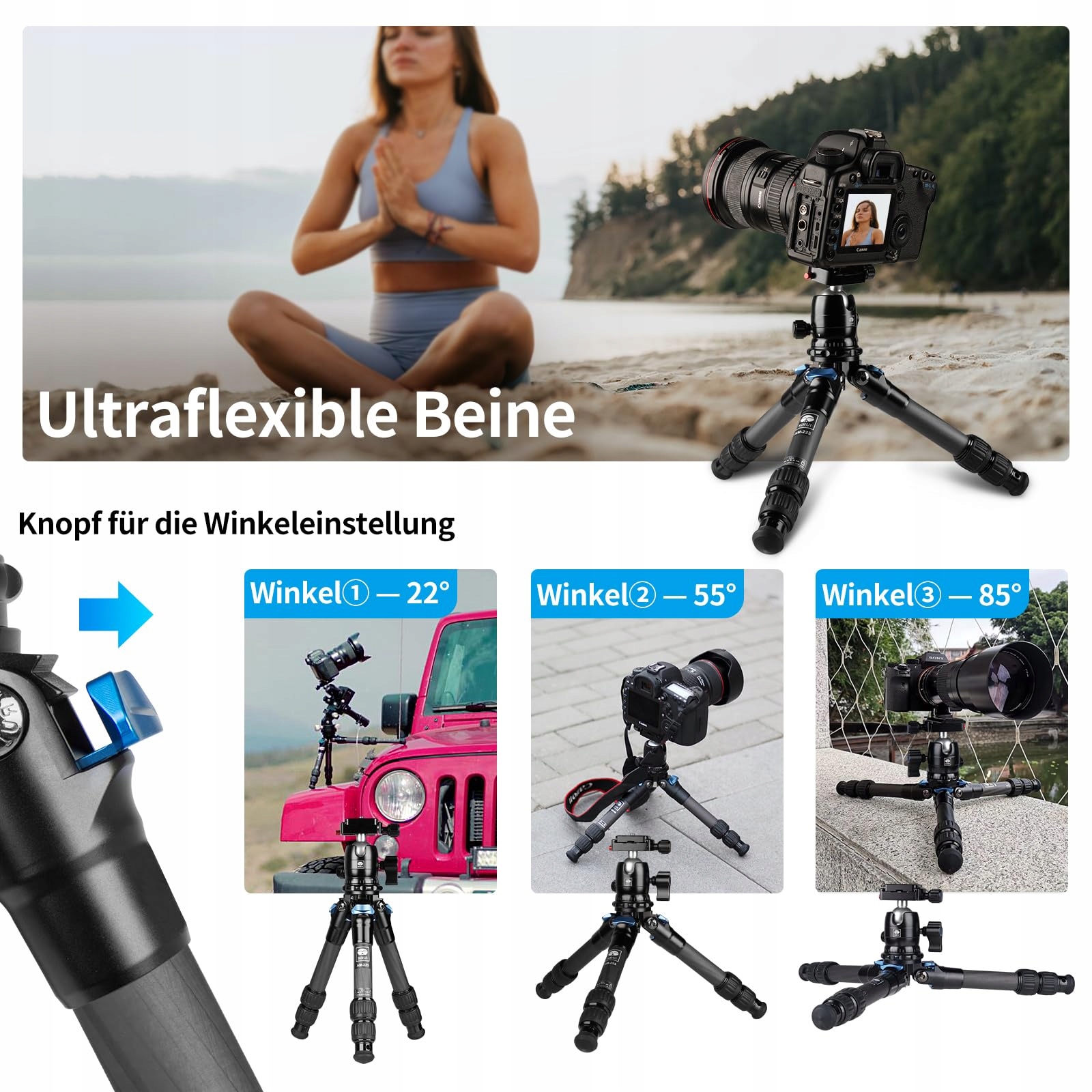 SIRUI AM-223 Statyw Węglowy Mini Kompaktowy Z Głowicą 360° Dla DSLR — miniatura 5