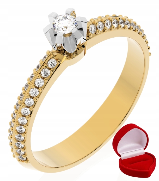 Zlatý Prstýnek 585 14k Diamant Lab Brylant 0,06 ct R25
