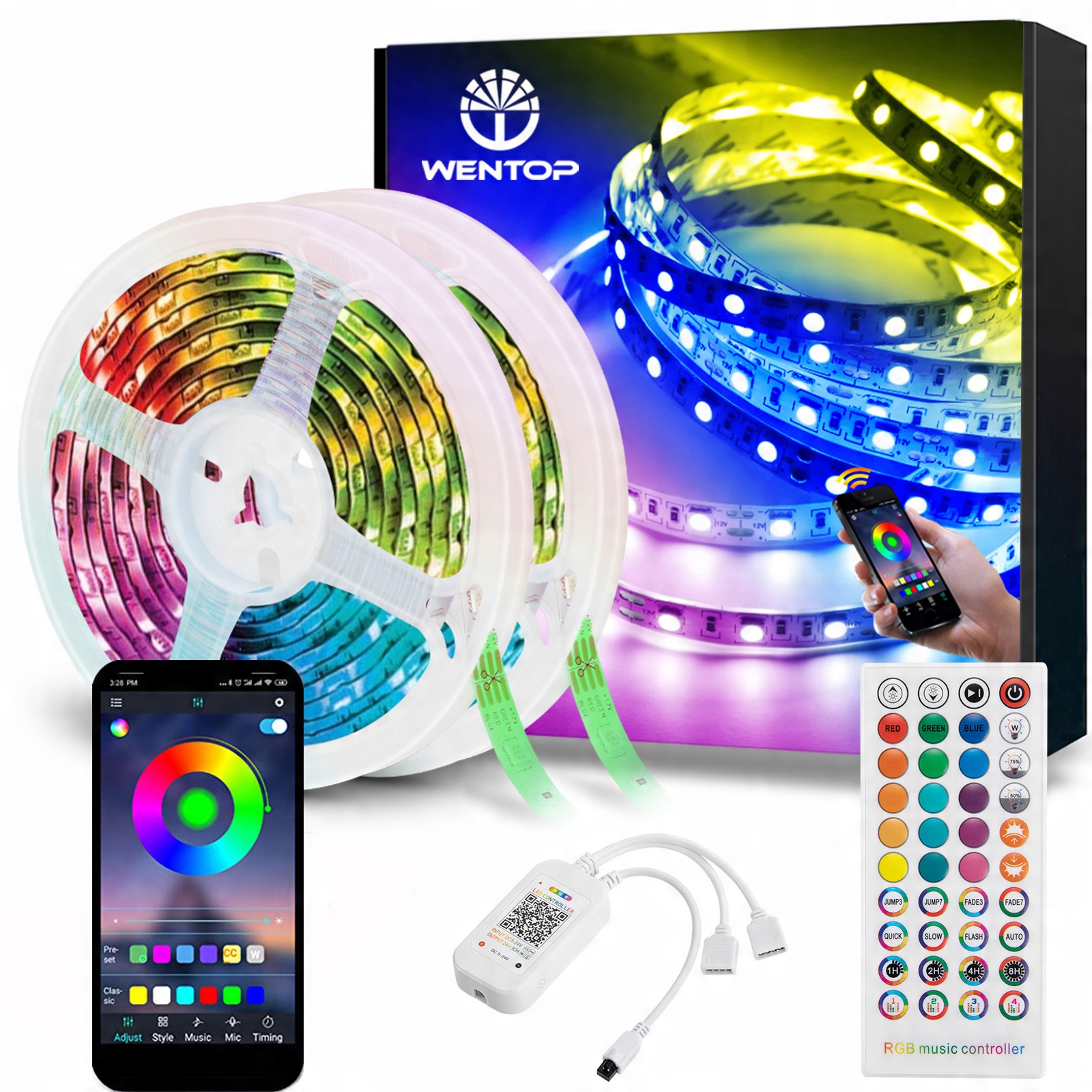 

Taśma Led Rgb 30m Bluetooth muzyka pilot App