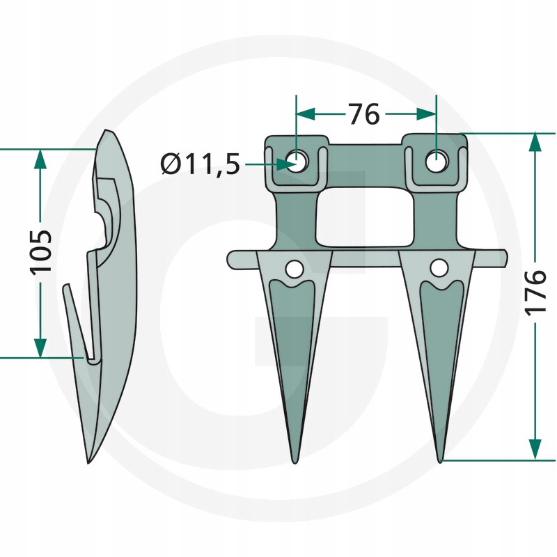 Bagnet podwójny z stalką i prowadnicą BIZON Z-056 Numer katalogowy części 687505002005